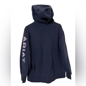 Ariat Women' Dark Blue Hoodie with Logo Sleeve